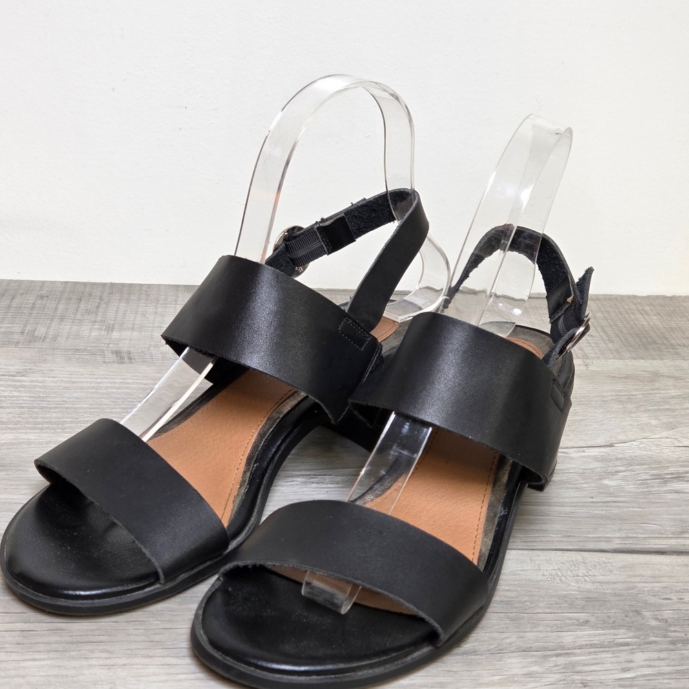 Rampage RAM-HALY Black Double Strap Block Heel Slingback Sandals Womens 6.5M